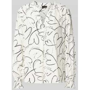 s.Oliver BLACK LABEL - Overhemdblouse - All-over Motief - Relaxed Fit - Pure Viscose