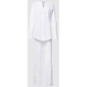 Hanro - Damespyjama - Effen - Katoen - Regular Fit - V-hals - Knoopsluiting