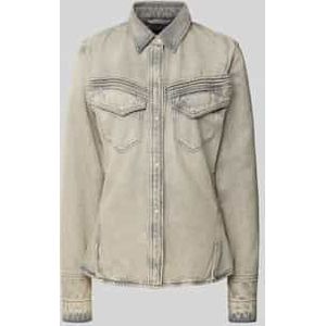 Slim fit jeansoverhemd van een mix van katoen en lyocell