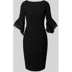 Knielange cocktailjurk met trompetmouwen