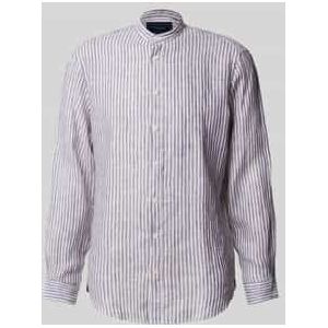 Regular fit linnen overhemd met opstaande kraag