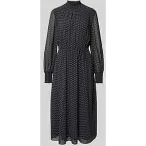 Midi-jurk met opstaande kraag met ruches