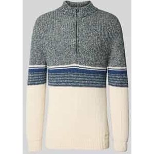 Slim fit schipperstrui in gebreide look, model 'Mouline'