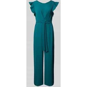 Cocktail-jumpsuit met volants en strikceintuur