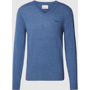 Gebreide pullover van lamswolmix met V-hals