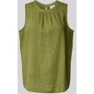 Relaxed fit linnen blousetop met ronde hals