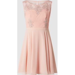 Cocktailjurk van mesh en chiffon