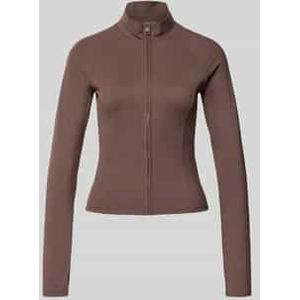 Slim fit sweatjack met opstaande kraag, model 'Yoga'