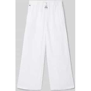 Linnen broek met elastische band en labelstitching