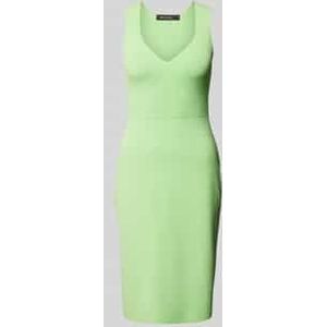 Knielange jurk van viscosemix in effen design