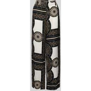 Loose fit linnen broek met all-over motief