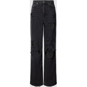 Jeans in used-look met strass-steentjes