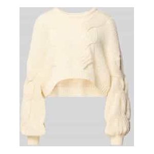 Korte gebreide pullover met ribboorden, model 'LOES'