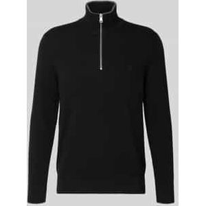 Marc O'Polo - Trui - Zwart - Geribbelde Kraag - Halve Rits