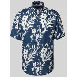 Regular fit linnen overhemd met korte mouwen