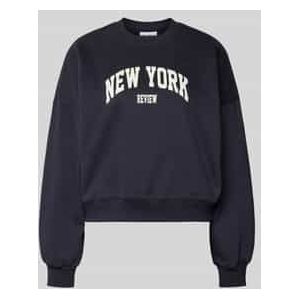 Sweatshirt met labelprint en ronde hals