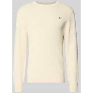 Gebreide pullover met structuurmotief en labelstitching