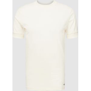 T-shirt met geribde ronde hals, model 'ANTON'