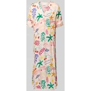 Rich & Royal - Jurk - Grasgroen Lichtlila Oranjerood Offwhite - 7/8 Lengte - V-hals