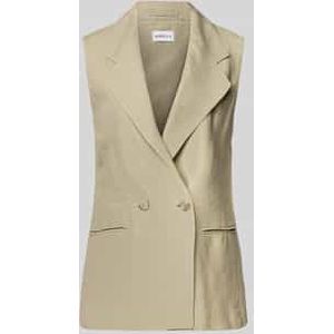 Relaxed fit linnen gilet met paspelzakken, model 'DRAMMA'