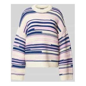 Oversized gebreide pullover met abstract streepmotief, model 'NUSA'