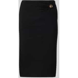 Guess - Zama Button Details Skirt - Jet Black - Ribgebreid - Gouden Knoop