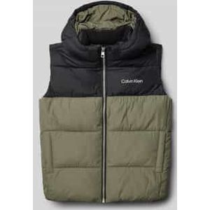 Regular fit outdoorvest in doorgestikte look met logoprint