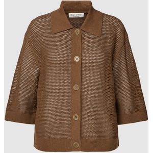 Gebreide blouse van een mix van katoen en linnen met platte kraag