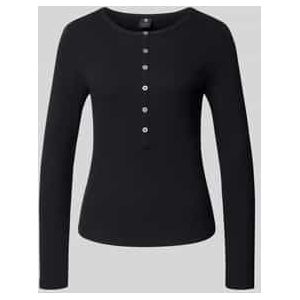 Slim fit shirt met lange mouwen, ronde hals en knoopsluiting