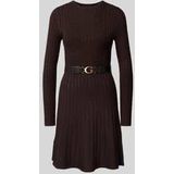 Guess - Cable Belted Hana - Jurk - Bruin/Zwart - Stretch Viscosemix