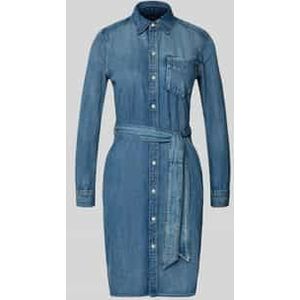 Knielange jeansjurk met strikceintuur, model 'JAMEIKA'