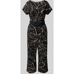 Jumpsuit - All-over Print - Gevlochten Riem - Jersey - Culottelengte