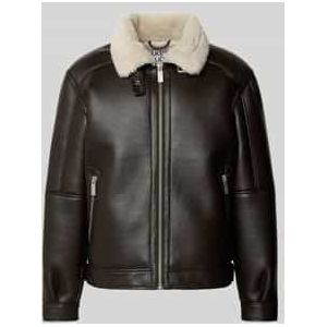 Regular fit jack met kraag van imitatiebont