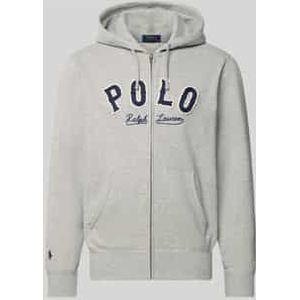 Sweatjack met labelstitching en kangoeroezak