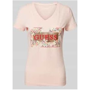 T-shirt met bloemenmotief en labelprint