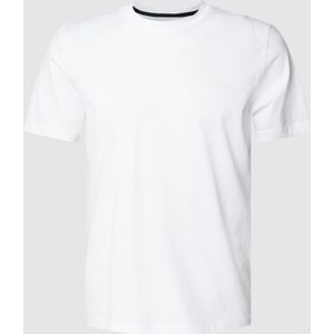 T-shirt met geribde ronde hals