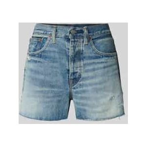 Korte regular fit jeans in destroyed-look