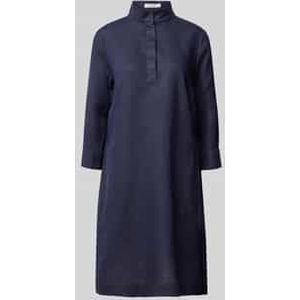 Knielange linnen jurk met opstaande kraag