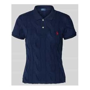 Regular fit poloshirt met kabelpatroon en logostitching