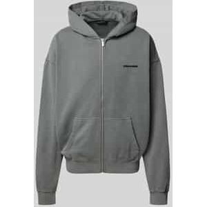 Oversized sweatjack met logostitching en capuchon