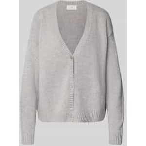 Regular fit cardigan van zuivere wol in gebreide look