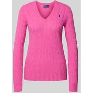 Polo Ralph Lauren - Gebreide Trui - Lichtroze - V-hals - Lange Mouw