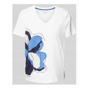 Shirt - Jersey - V-hals - Motiefprint - Kwartmouw - Normale Pasvorm