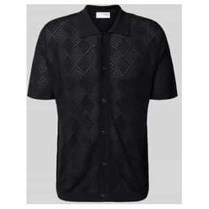 Selected Homme - Gebreide Overhemd - Zwart - 100% Katoen - Regular Fit