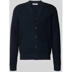 Selected Homme - TOM LS Knit Structure V-Neck Cardigan - Donkerblauw - Vest