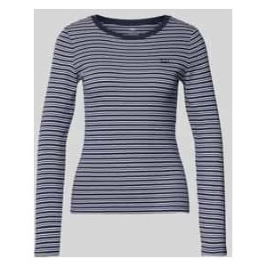 Slim fit shirt met lange mouwen en logostitching, model 'Essential'