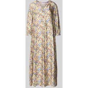 Rich & Royal - Blousejurk - Blauw - 3/4 Lengte - Pofmouwen - Knoopsluiting