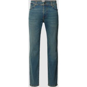 Slim fit jeans met knoop- en ritssluiting