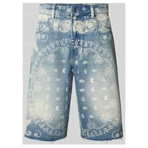 Relaxed fit korte jeans met paisleydessin, model 'Paisley'