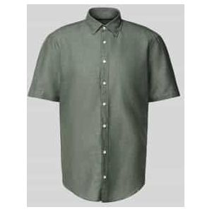 Slim fit linnen overhemd met knoopsluiting